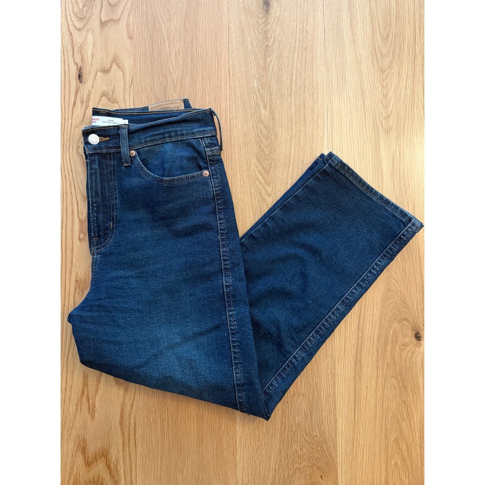Levi Strauss Signature Vintage High Rise Straight Jeans Sz 6 W28 Dark Blue Wash